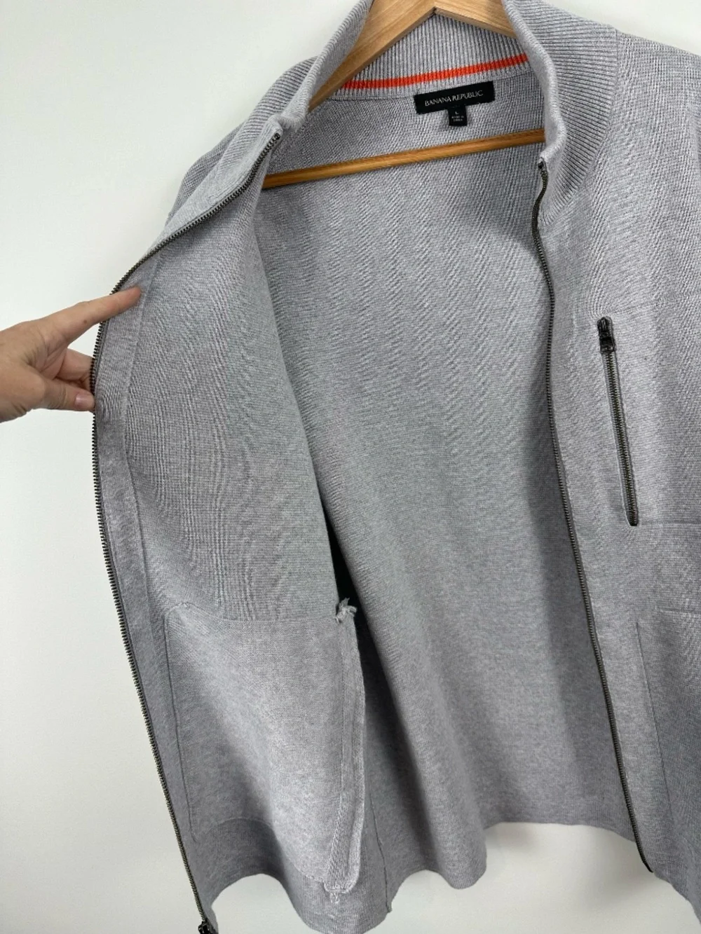 Banana Republic Men’s Gray Full Zip Sweater Jacket Cardigan Size Large